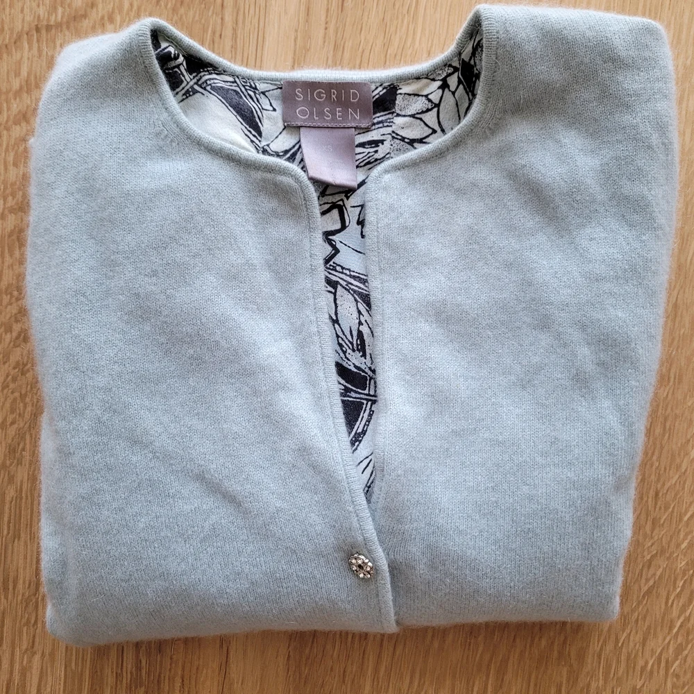 Sigrid Olsen Light Blue Cashmere And Silk Cardigan XS - Picture 2 of 15